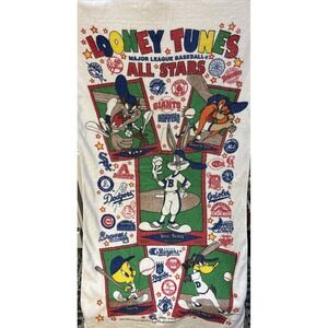 VTG  Looney Tunes Major League Baseball All-Stars beach towel W/Cleveland Indian